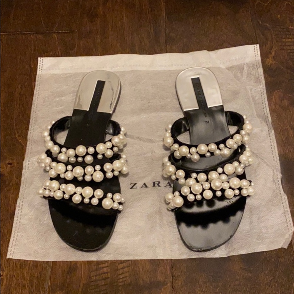 Zara Pearly Strappy Sandals